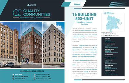 Quality Communities: Bronx Multi-Family Portfolio, Flyer